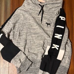 Victoria's Secret Gray and Black Women's Hoodie